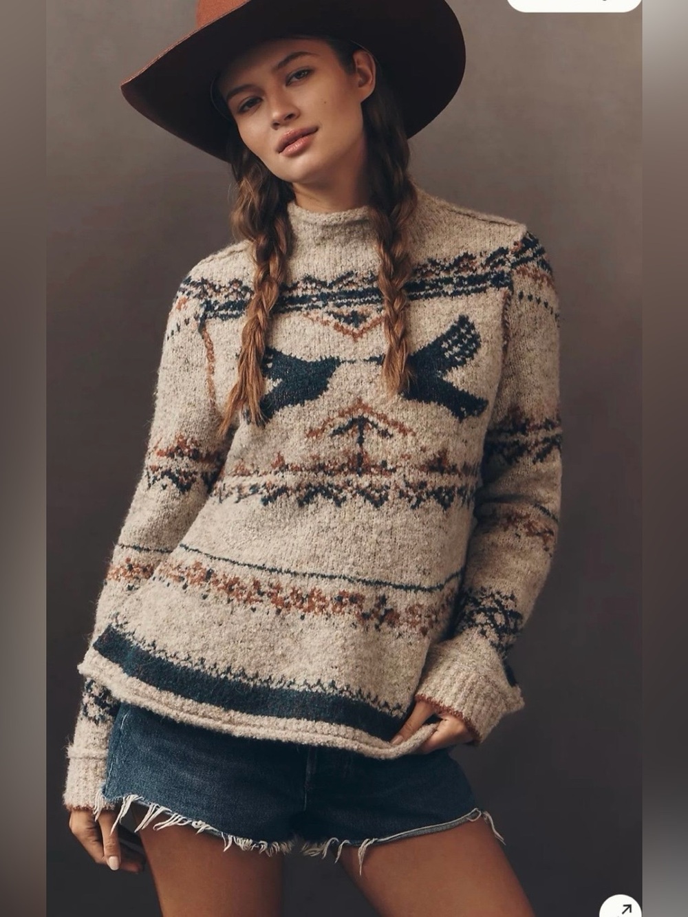 GUC size Medium Anthropologie Pilcro Long-Sleeve Mock-Neck Bird